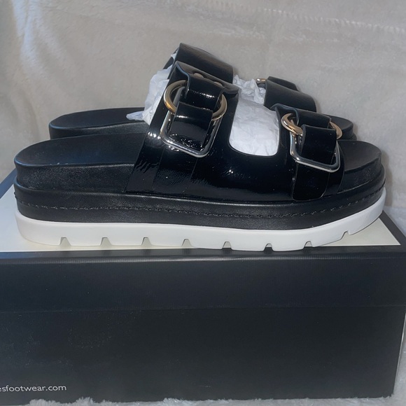 NWT J/SLIDES BAHA Black Naplak Leather Sandal - Picture 8 of 14